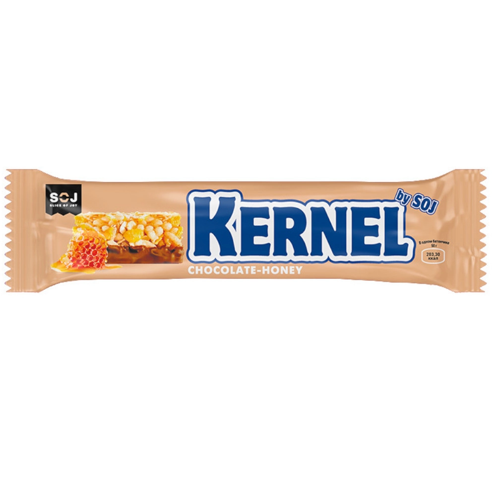 изображение Злаковый батончик KERNEL с мёдом в молочном шоколаде 50г SOJ от интернет-аптеки ФАРМЭКОНОМ