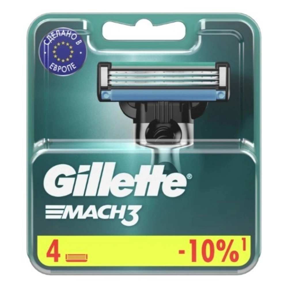 изображение Сменные Кассеты для бритвы Gillette Mach3 с 3 лезвиями 4шт от интернет-аптеки ФАРМЭКОНОМ