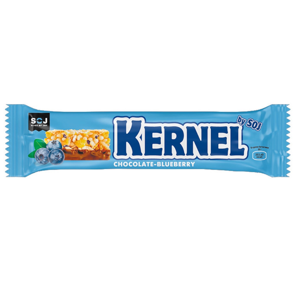изображение Злаковый батончик KERNEL с черникой в молочном шоколаде 50г SOJ от интернет-аптеки ФАРМЭКОНОМ