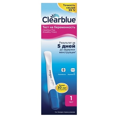 изображение Тест на беременность Clearblue Plus (1 тест) от интернет-аптеки ФАРМЭКОНОМ