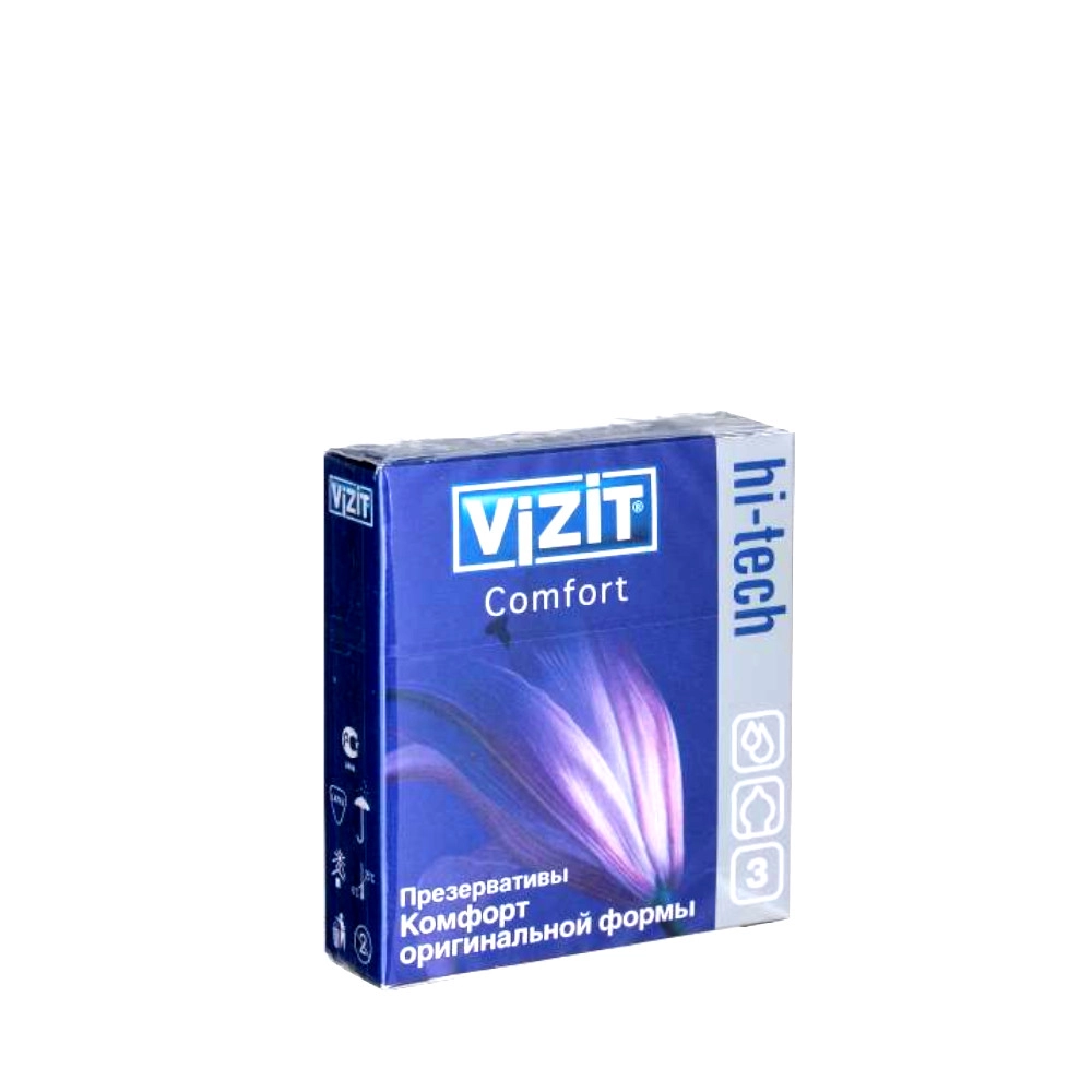 изображение Презервативы ViZiT Hi-tech comfort оригинальной формы 3шт от интернет-аптеки ФАРМЭКОНОМ