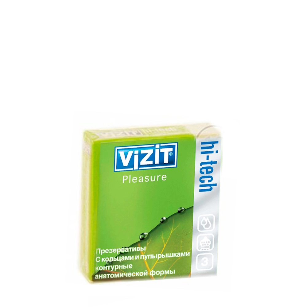 изображение Презервативы ViZiT Hi-tech pleasure контурные с точечным и кольцевым рифлением 3шт от интернет-аптеки ФАРМЭКОНОМ