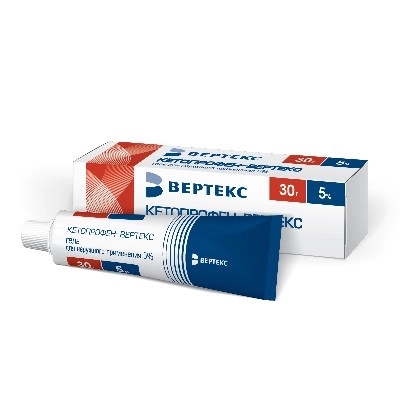 изображение Кетопрофен-Вертекс гель 5%-30г туба наруж от интернет-аптеки ФАРМЭКОНОМ