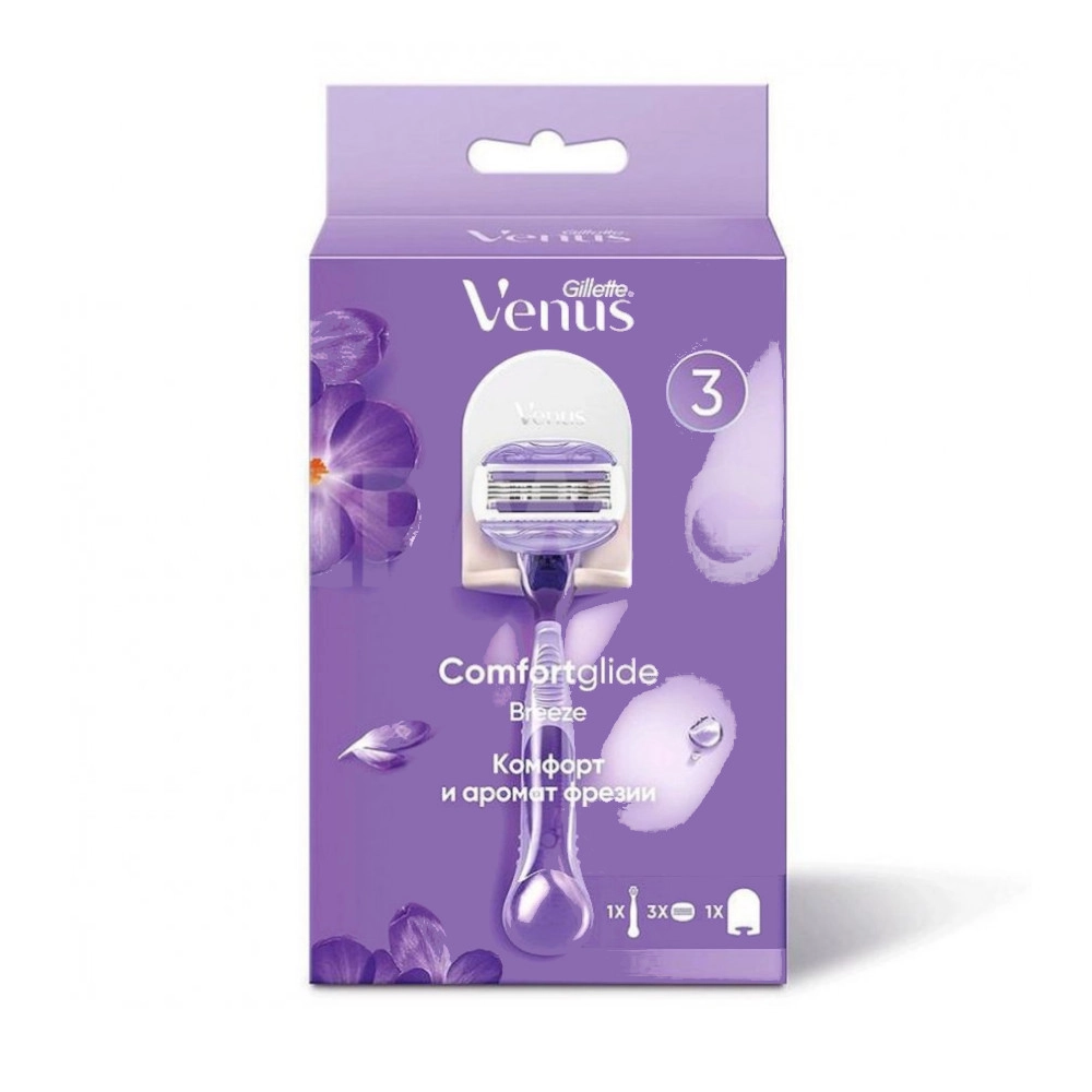 изображение Станок для бритья Gillette Venus Comfortglide женский 3 кассеты от интернет-аптеки ФАРМЭКОНОМ