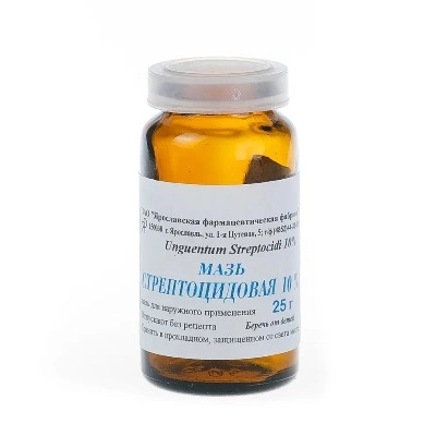 изображение Стрептоцид мазь 10%-25г наруж от интернет-аптеки ФАРМЭКОНОМ