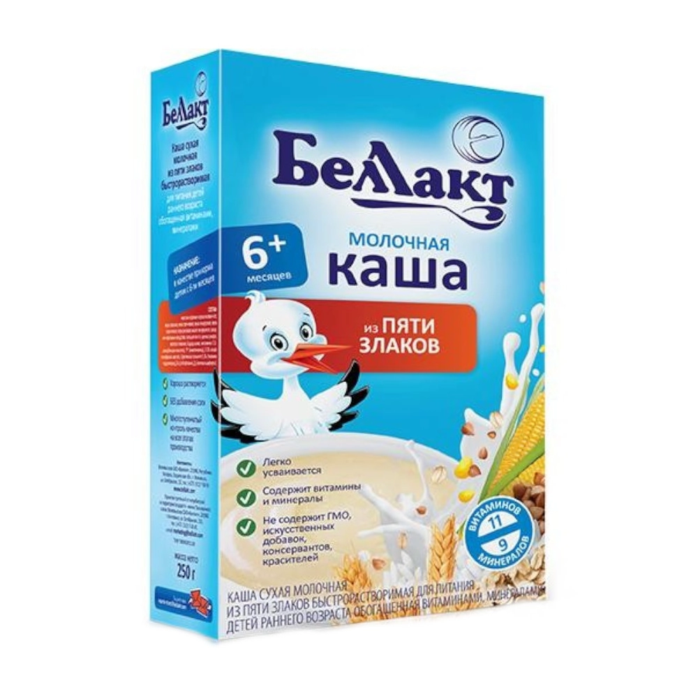 изображение Каша Беллакт 250г 5 злаков, молочная от интернет-аптеки ФАРМЭКОНОМ