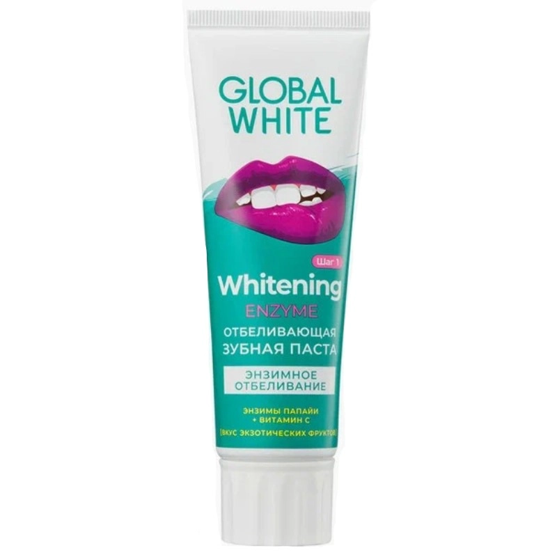 изображение GLOBAL WHITE паста зубная энзимное отбеливание 100г от интернет-аптеки ФАРМЭКОНОМ