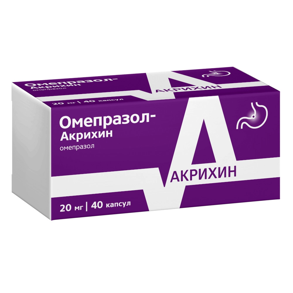 изображение Омепразол-Акрихин капс.киш.раств. 20мг N40 вн от интернет-аптеки ФАРМЭКОНОМ