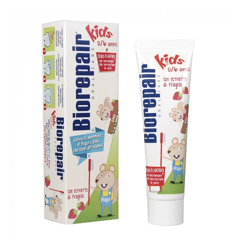 изображение Biorepair Kids Strawberry зубная паста с экстрактом земляники для детей от 0 до 6 лет 50мл от интернет-аптеки ФАРМЭКОНОМ