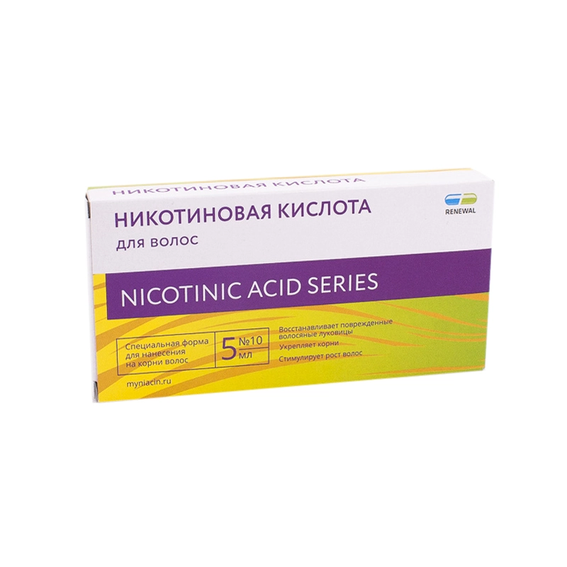 изображение Никотиновая кислота для волос 10 ампул по 5мл от интернет-аптеки ФАРМЭКОНОМ