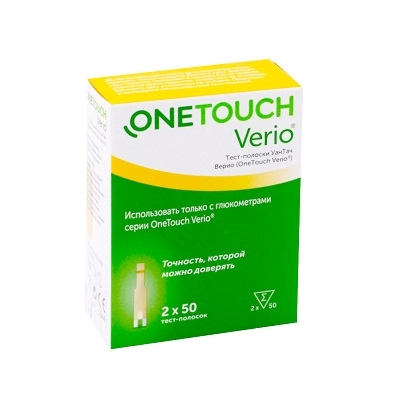  Тест-полоски One Touch Verio 100шт купить в аптеке ФАРМЭКОНОМ