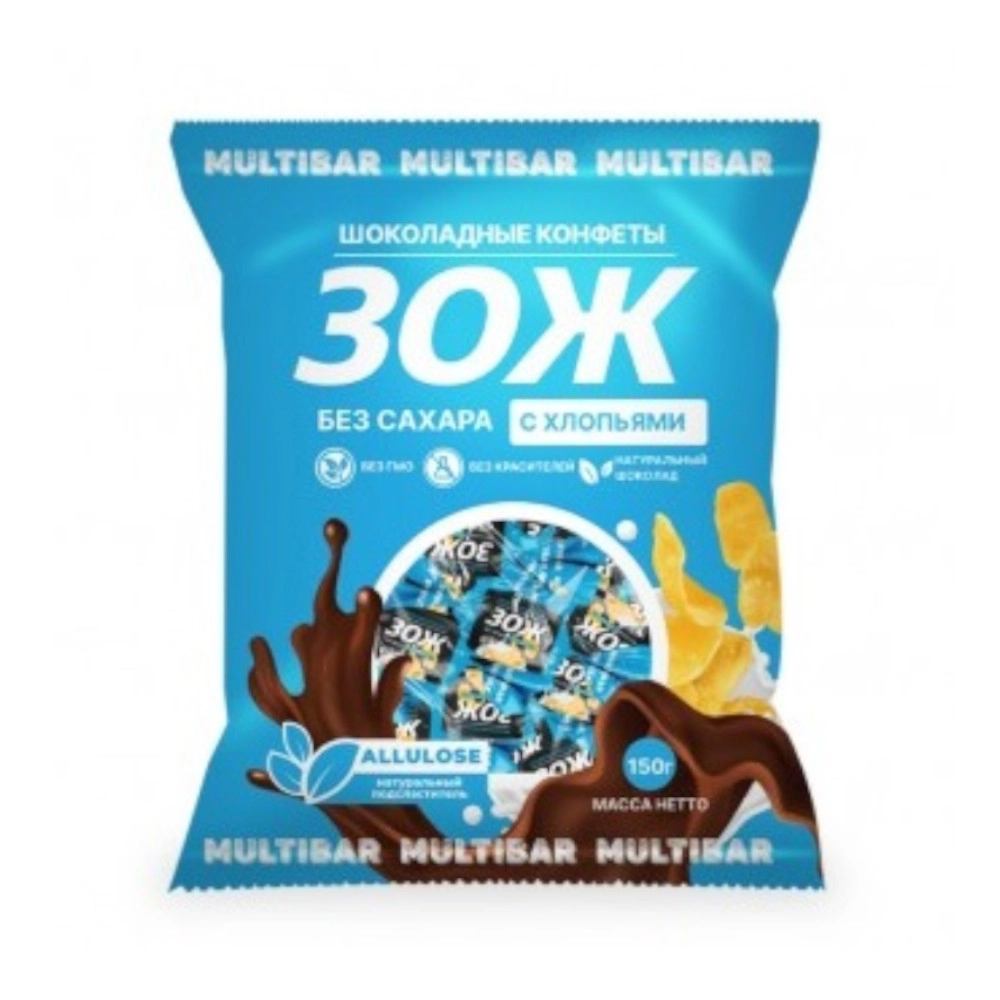 изображение Конфеты ЗОЖ Шоколадные 150г б/сахара с хлопьями от интернет-аптеки ФАРМЭКОНОМ