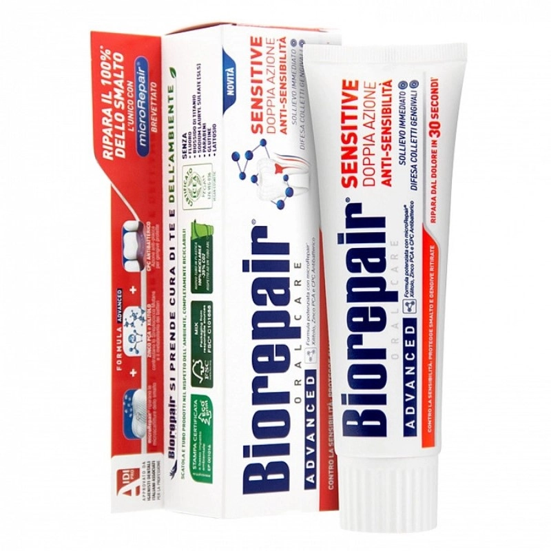 изображение Biorepair Sensitive Double Action зубная паста для гиперчувствительных зубов 75мл от интернет-аптеки ФАРМЭКОНОМ