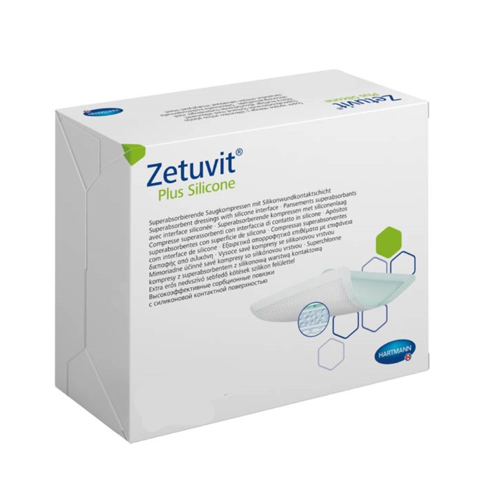 Повязка суперабсорбирующая Zetuvit Plus Silicone стерильная, 1шт купить в аптеке ФАРМЭКОНОМ