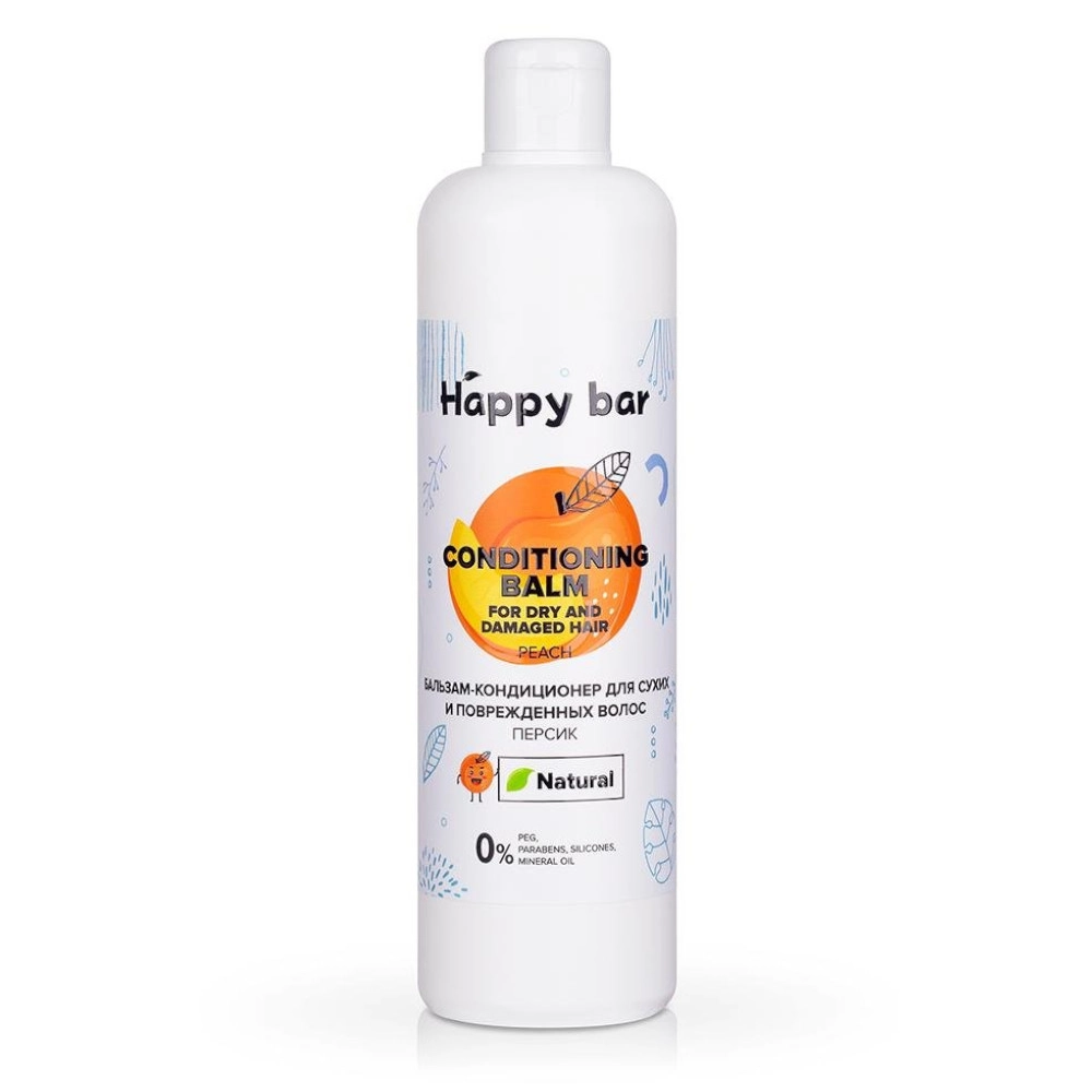 изображение Бальзам-кондиционер для волос Happy Bar Персик для сухих и поврежденных волос 370мл от интернет-аптеки ФАРМЭКОНОМ