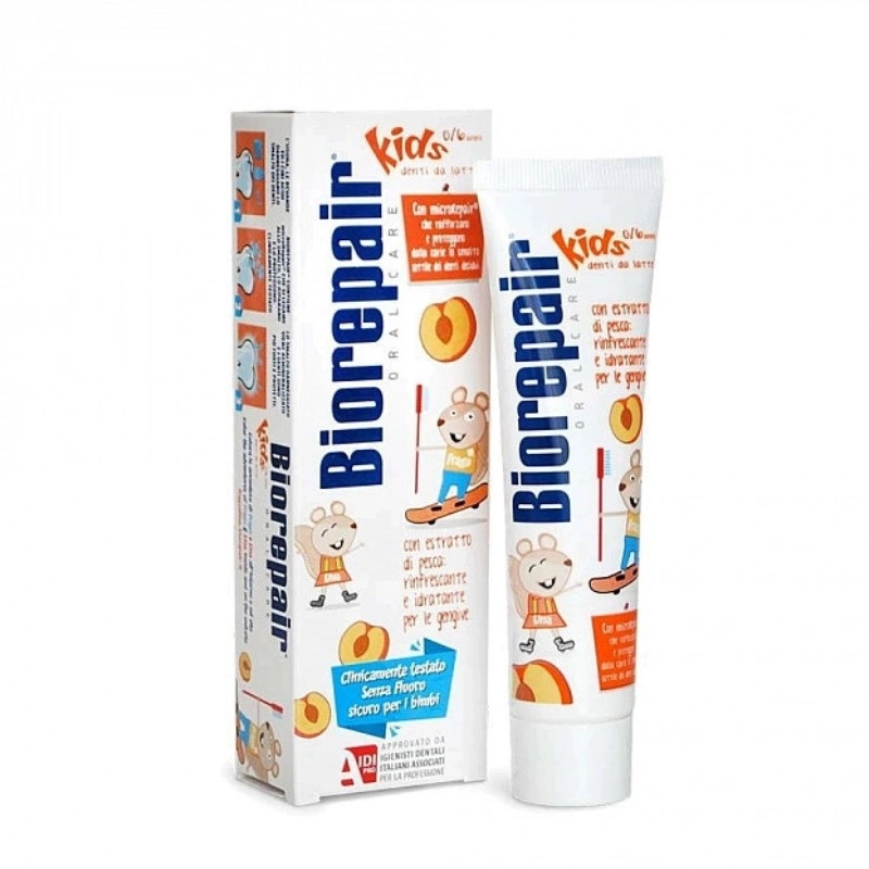 изображение Biorepair Kids Peach зубная паста с экстрактом персика для детей от 0 до 6 лет 50мл от интернет-аптеки ФАРМЭКОНОМ