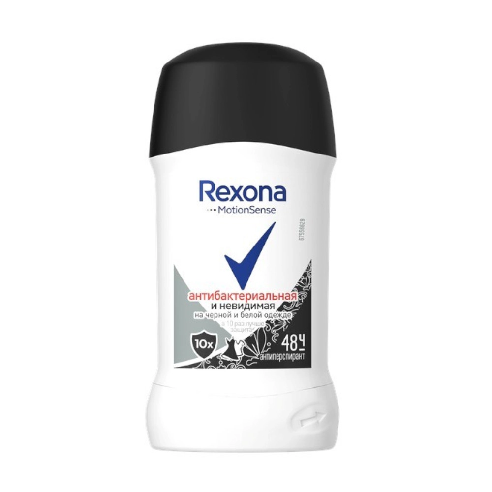 изображение Дезодорант-антиперспирант стик Rexona Антибактериальная и невидимая 40мл от интернет-аптеки ФАРМЭКОНОМ