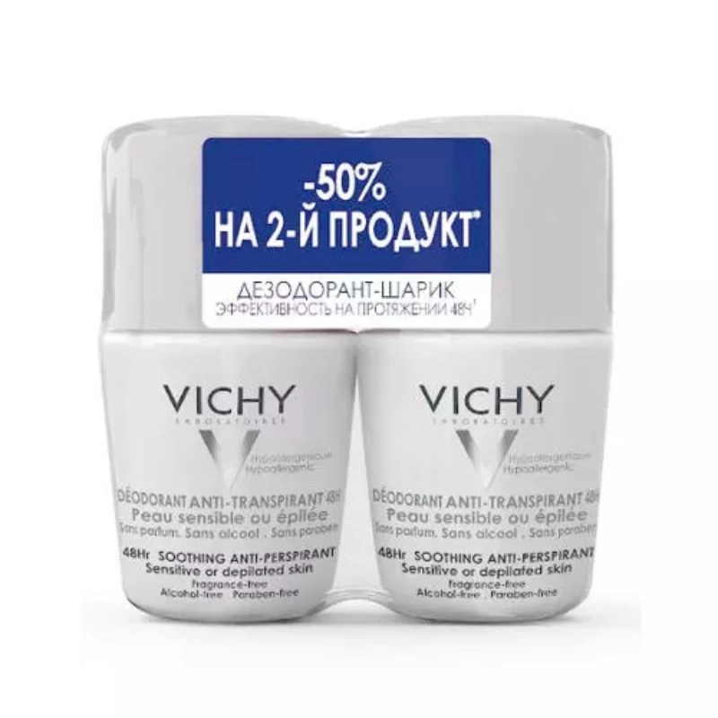изображение VICHY дезодорант ролик для чувствительной кожи успокаивающий 48часов 50мл 2шт от интернет-аптеки ФАРМЭКОНОМ