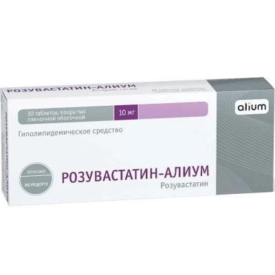изображение Розувастатин-Алиум таб.п.п/о 10мг N30 вн от интернет-аптеки ФАРМЭКОНОМ