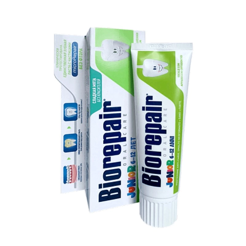 изображение Biorepair Junior Mint зубная паста со вкусом сладкой мяты для детей от 6 до 12 лет 50мл от интернет-аптеки ФАРМЭКОНОМ