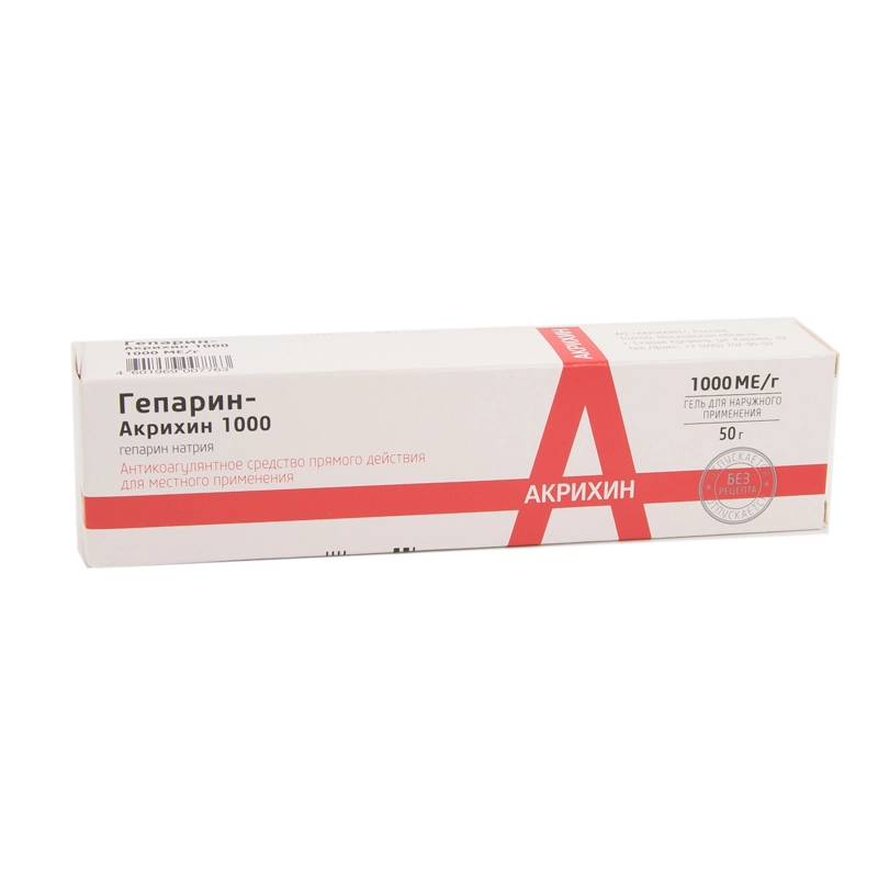 изображение Гепарин-Акрихин гель 1000МЕ/г-50г туба наруж от интернет-аптеки ФАРМЭКОНОМ