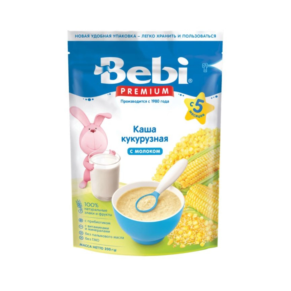 изображение Детская каша Bebi Premium молочная кукурузная 200гр от интернет-аптеки ФАРМЭКОНОМ