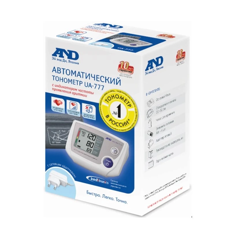  Тонометр автоматический AND UA-777 с адаптером купить в аптеке ФАРМЭКОНОМ