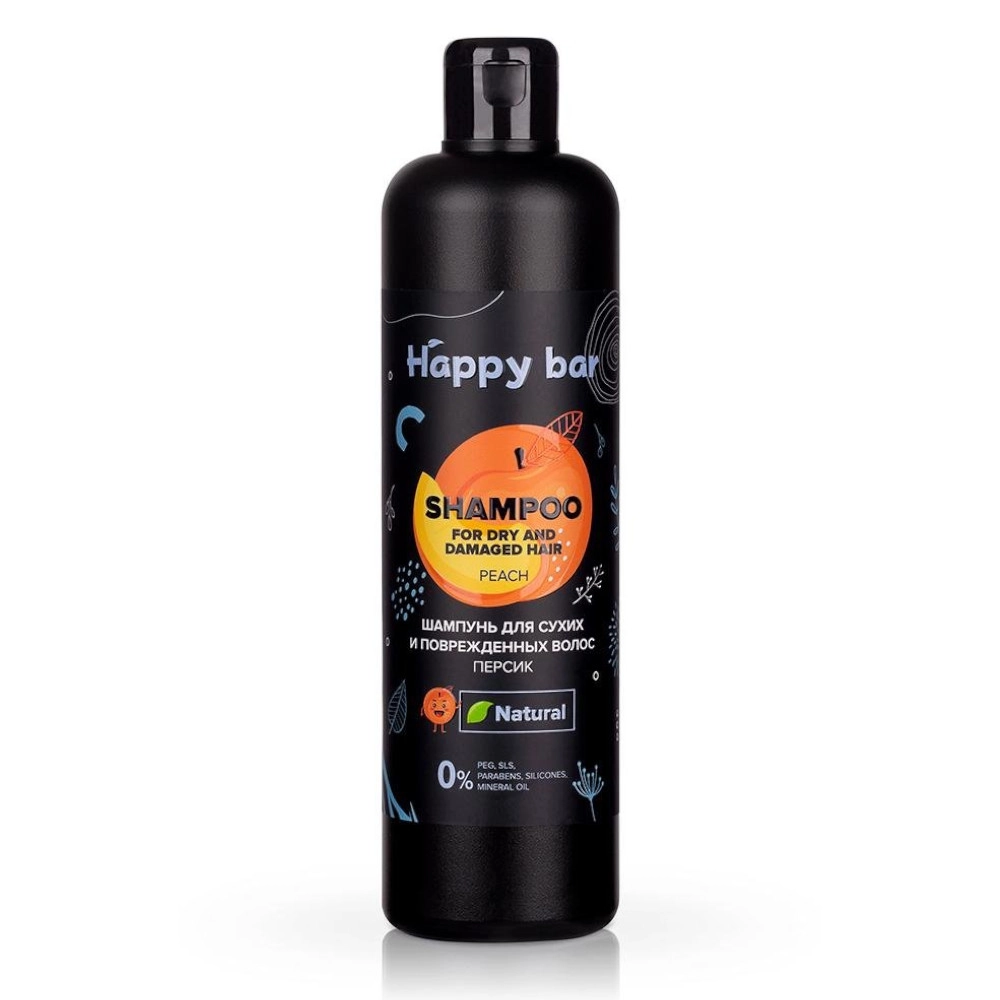 изображение Шампунь Happy Bar Персик для сухих и поврежденных волос 370мл от интернет-аптеки ФАРМЭКОНОМ