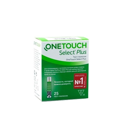  Тест-полоски One Touch Select Plus 25 шт купить в аптеке ФАРМЭКОНОМ