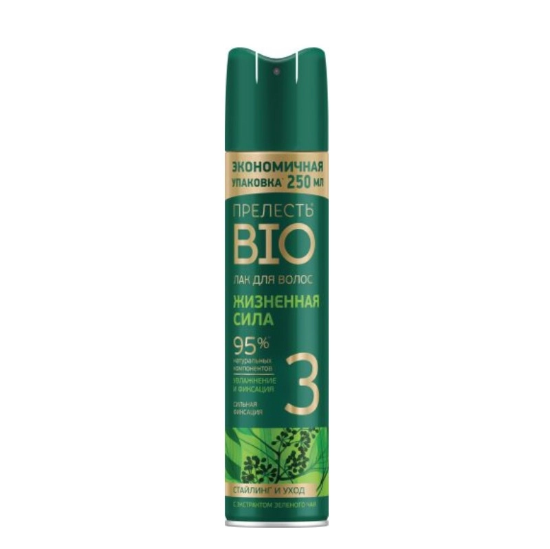 изображение Прелесть BIO Жизненная сила лак для волос с экстрактом зеленого чая 250мл от интернет-аптеки ФАРМЭКОНОМ