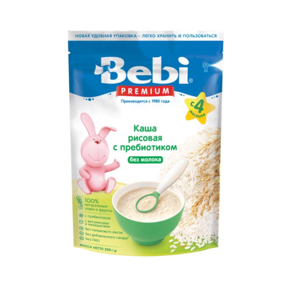 изображение Детская каша Bebi Premium рисовая безмолочная 200гр от интернет-аптеки ФАРМЭКОНОМ