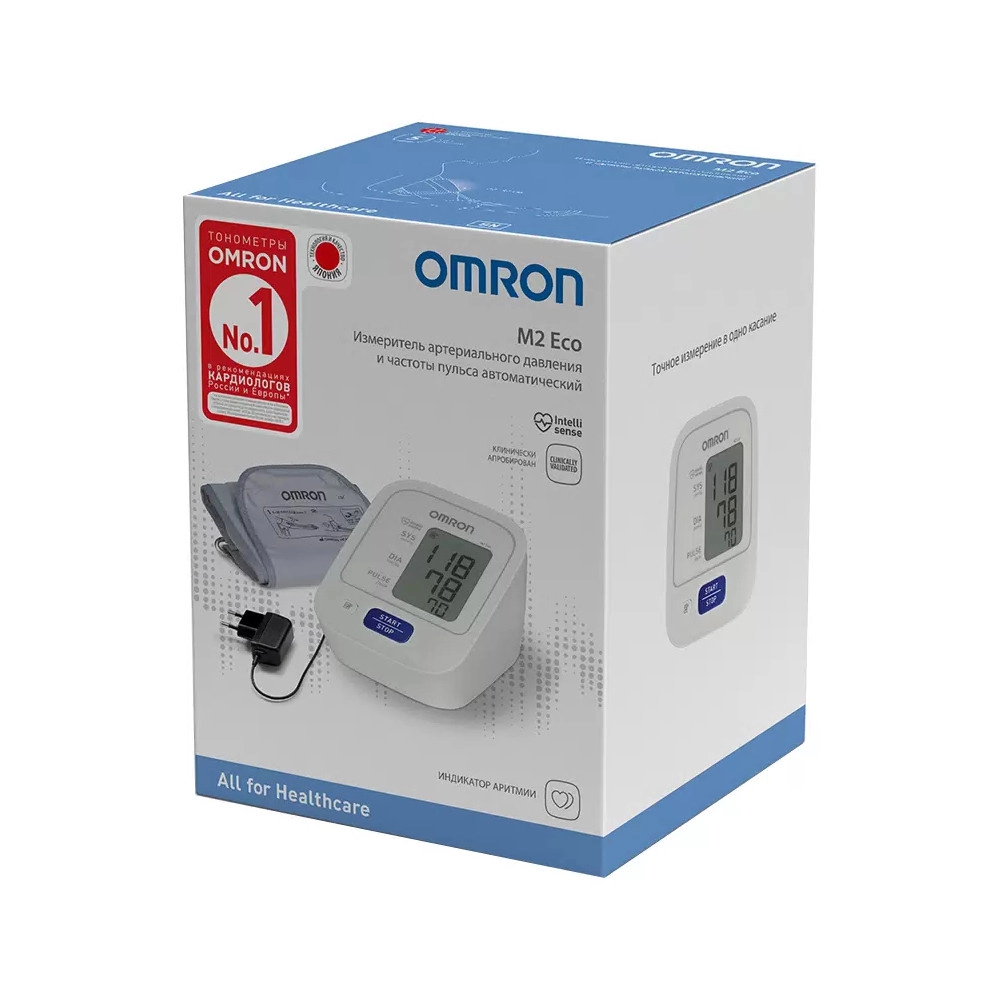  Тонометр OMRON Eco автомат M2 с адаптером купить в аптеке ФАРМЭКОНОМ