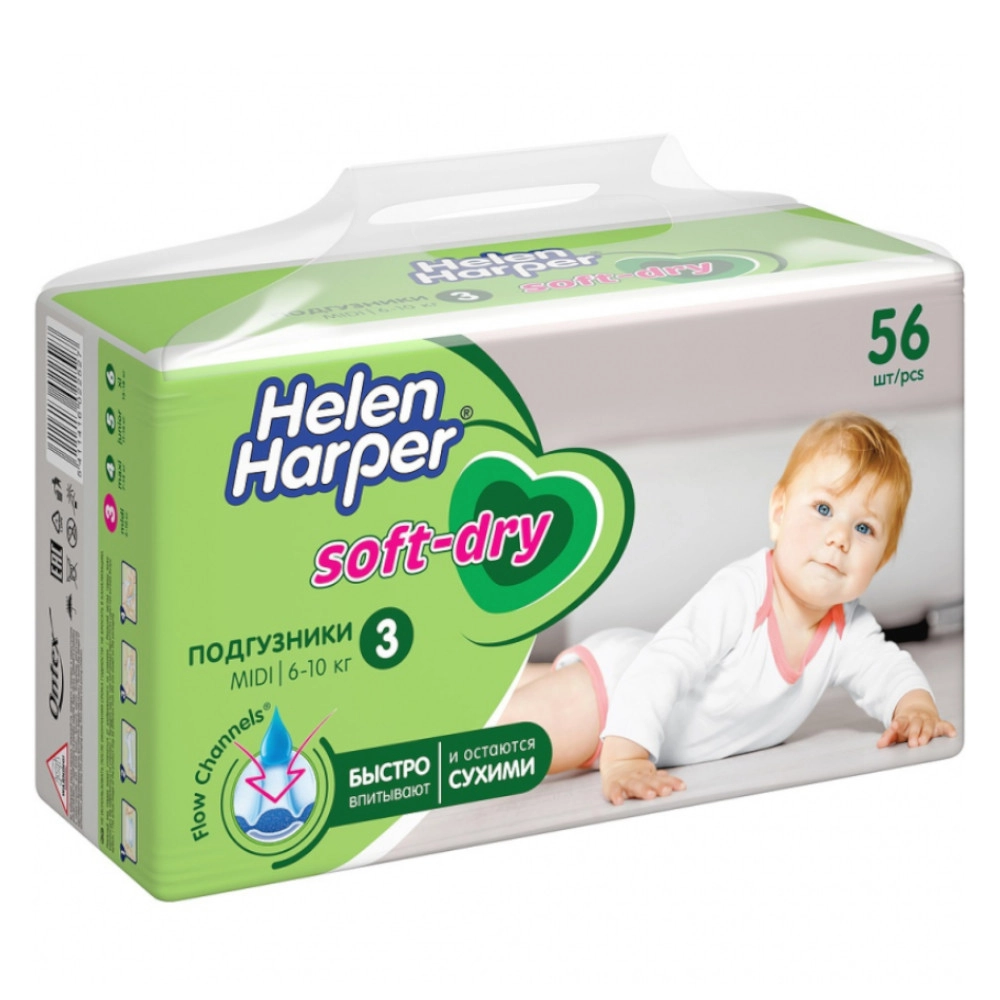 изображение Подгузники Хелен Харпер Soft&Dry 3 6-10кг №56 миди от интернет-аптеки ФАРМЭКОНОМ