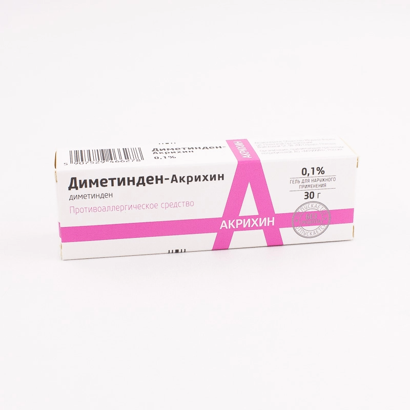 изображение Диметинден-Акрихин гель 30г туба наруж от интернет-аптеки ФАРМЭКОНОМ